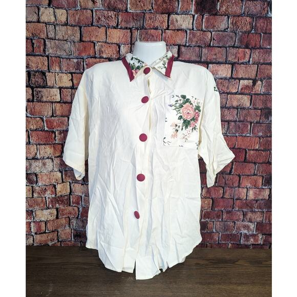 Vintage Hot Stuff Floral button up top Size M - Picture 3 of 8
